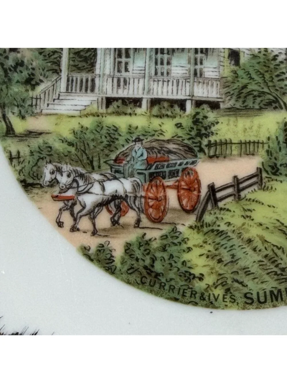 Currier & Ives Decorative Plate With Gold Trim - Summer Scene - Japan